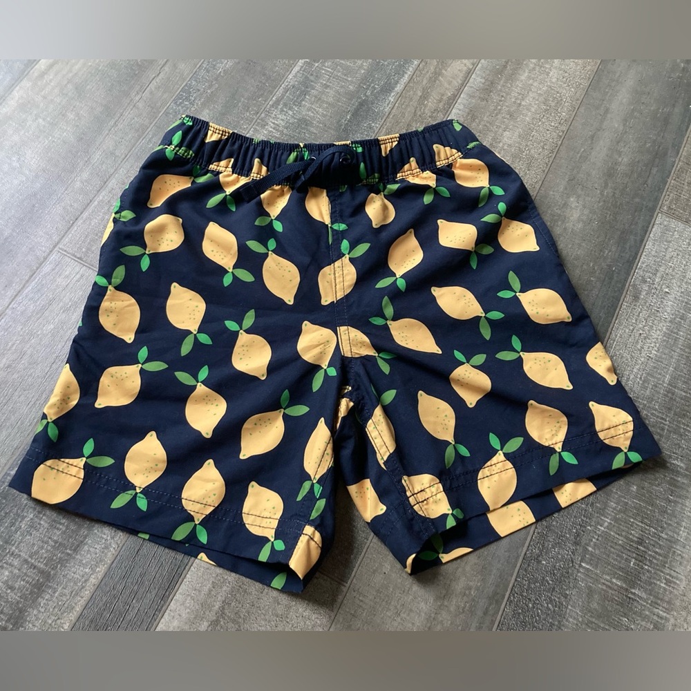 Hanna Andersson Navy Lemon Swim Trunks 120